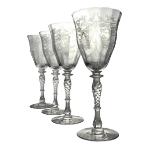 1930's Vintage Tiffin Franciscan Byzantine Crystal Goblets- Set of 4