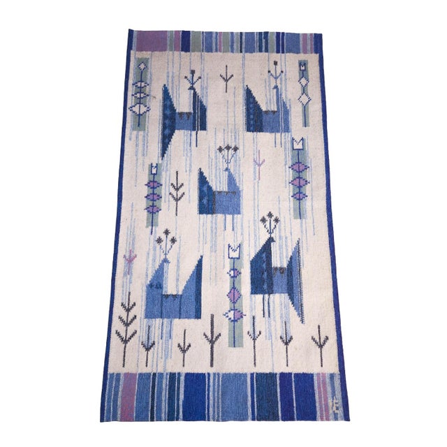 Handwoven Tapestry in Wool by Eva Nemeth, 1960s, in Flawless conditions. Designed 1960 to 1969 This piece has an...