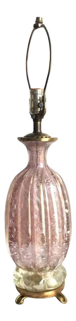Murano Glass Bullicante Lamp in Opaline Opalescent Pink Vintage 1960s