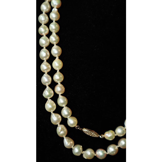 1970s 1970s Opera Strand Semi Baroque Pearls, 36" For Sale - Image 5 of 16