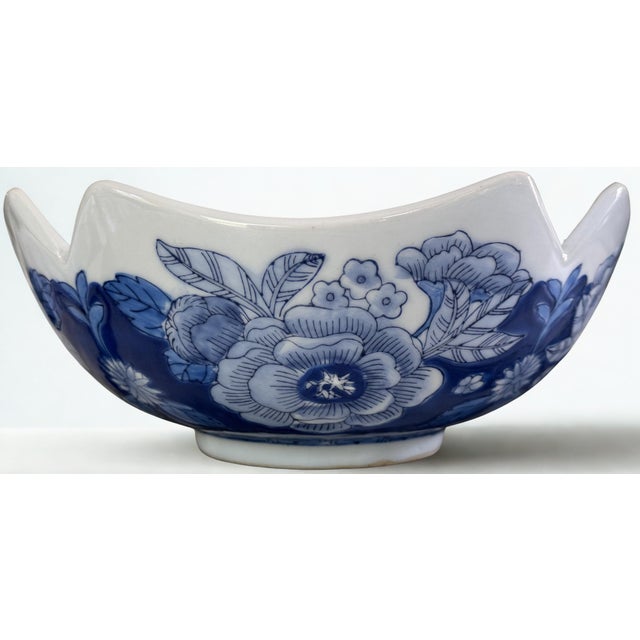 Blue Vintage Vibrant Blue & White Imari Style Decorative Bowl For Sale - Image 8 of 16