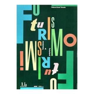 1986 Italian Typography Poster, Futurismo & Futurismi For Sale