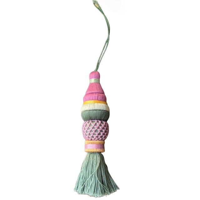 Contemporary Pink and Green Tassel by Miho For Sale - Image 3 of 4