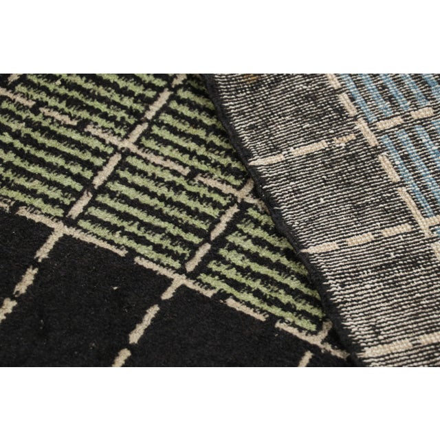 Textile Vintage Zeki Müren Rug in Black With Multicolor Geometric Pattern | Rug & Kilim For Sale - Image 7 of 7