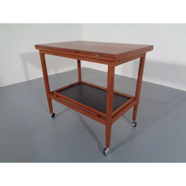 Teak Flip-Flop Expandable Cart with Removable Tray by Grete Jalk, 1960s For Sale - Image 9 of 17