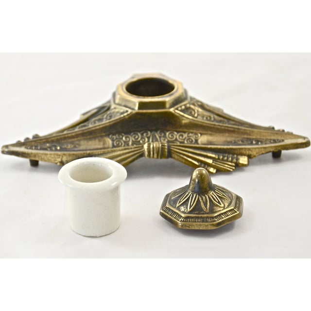 Antique Brass & Porcelain Inkwell | Chairish