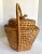 Vintage Woven Wicker Rattan Lidded Basket With Carved Wood Bird For Sale - Image 11 of 13