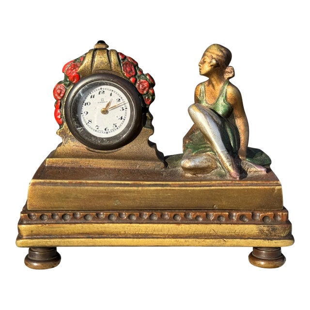 Antique "Viennese Bronze" Figurine Ft. Ballerina W/Omega Clock & Erotic Chamber For Sale