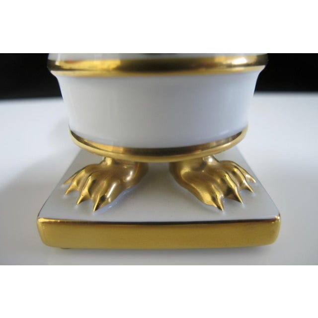 Victorian Herend Hungary Rothschild Porcelain Bird & Insect Blue Scale Claw Footed Vase For Sale - Image 3 of 9