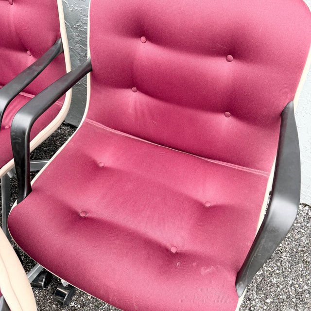 Burgundy 1988 Vintage Tufted Office Chairs by Steelcase - Set of 6 For Sale - Image 8 of 12