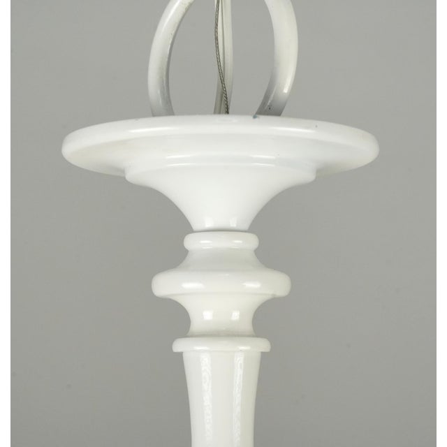 Restored Vintage Cottage White Steel Six Arm Chandelier For Sale - Image 9 of 10