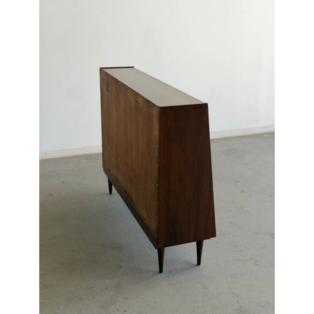 Brown Mid Century Modern Angled Bookcase For Sale - Image 8 of 16