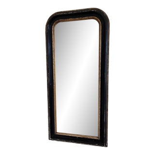 Antique French Louis Philippe Full Length Mirror – Black and Gold, Late 19th Century For Sale