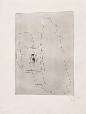 Ben Nicholson, Glasstopped Bottle, Etching