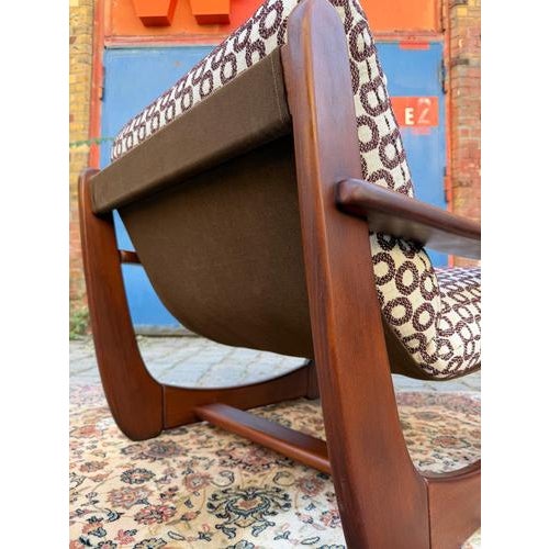 Mahogany Armchair with Aubergine Circular Pattern For Sale - Image 9 of 11