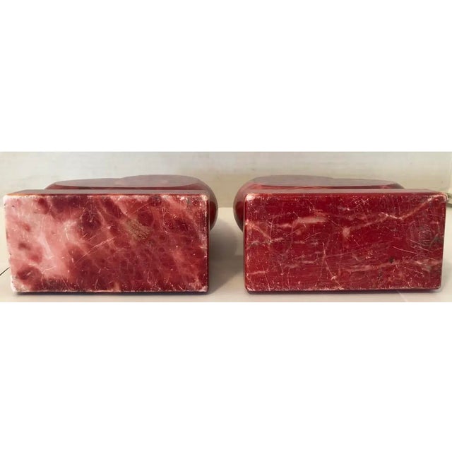 Italian Italian Red Alabaster Bookends - A Pair For Sale - Image 3 of 6