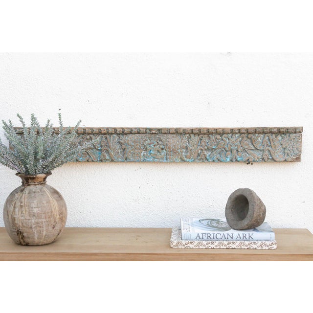 Blue Antique Blue Ganesha Carved Lintel Panel For Sale - Image 8 of 8