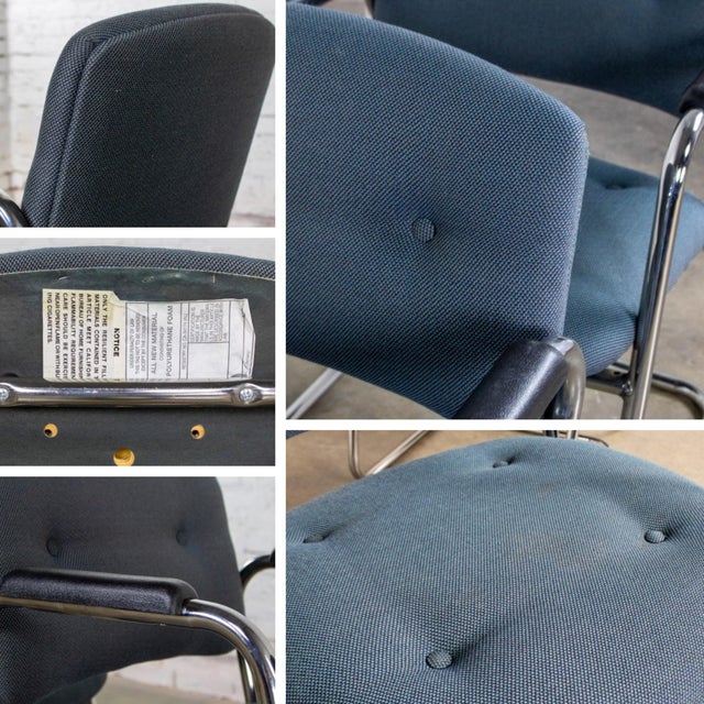 Late 20th Century Late 20th Century Modern Set of 6 Chrome Cantilever Chairs W/Gray Fabric by United Chair Company For Sale - Image 5 of 18