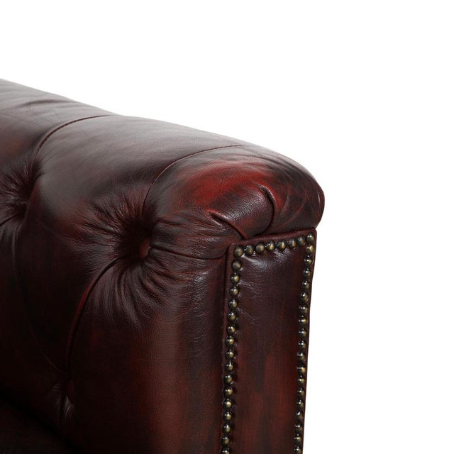 Chesterfield Three-Seater Sofa in Leather For Sale - Image 3 of 16