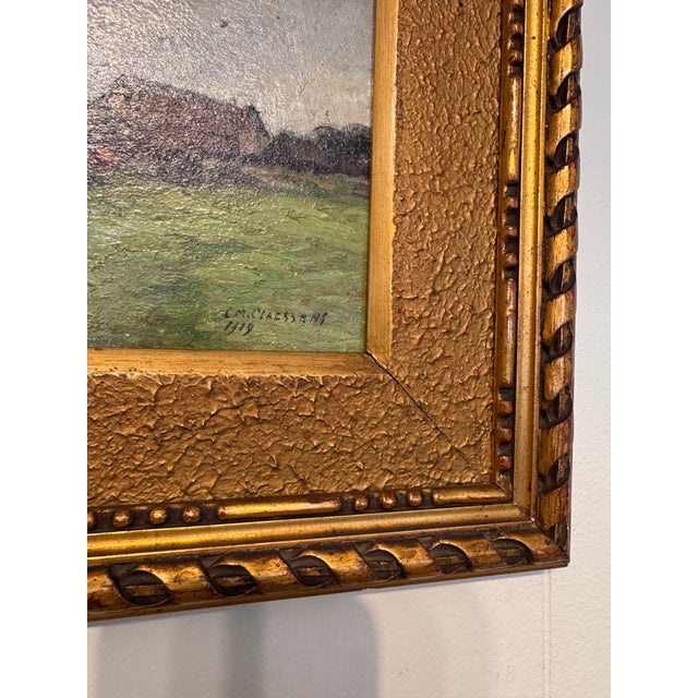 Wood 19th Century Oil on Board "A Break in the Clouds" For Sale - Image 7 of 8