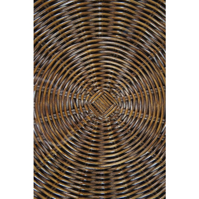 Mid 20th Century Mid Century Bohemian Round Woven Bamboo Rattan Coffee Table 38" For Sale - Image 6 of 11