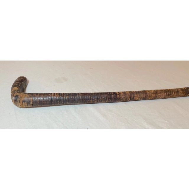 Brown Antique 19th Century Handmade Segmented Brown Leather Walking Stick Cane For Sale - Image 8 of 11