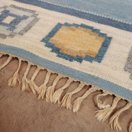 Mid-Century Swedish Handmade Flat Weave Rug For Sale - Image 12 of 13