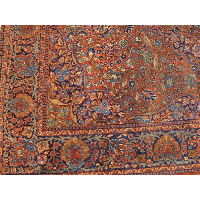 Persian 1900s Red Medallion Antique Persian Kashan Rug 4'2" X 6'6" Handknotted Wool Carpet For Sale - Image 3 of 5