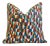Designers Geometric Teal/Red/White/Gold Feather/Down Pillow 22" Square For Sale