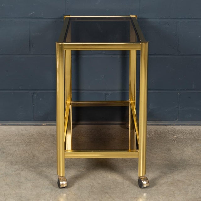 1970s Vintage 20th Century French Gilt Brass Drinks Trolley attributed to Maison Jansen, 1970s For Sale - Image 5 of 18
