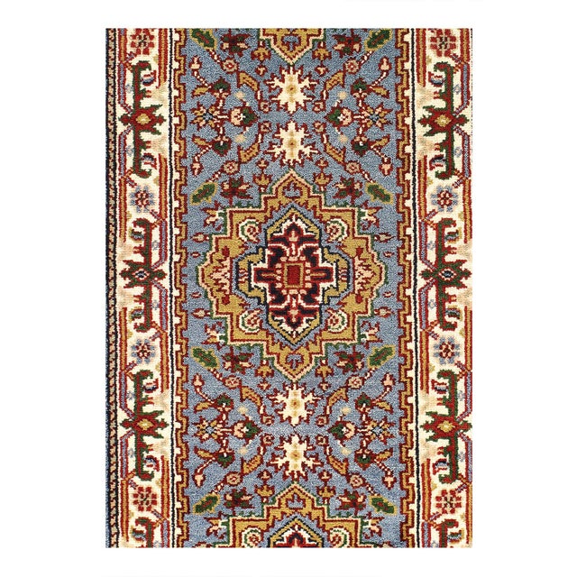 Indo Serapi design rug. Handmade Hand-knotted in fine lambswool. Lamb's Wool on a Cotton Foundation Vegetable Dyed Hand-...