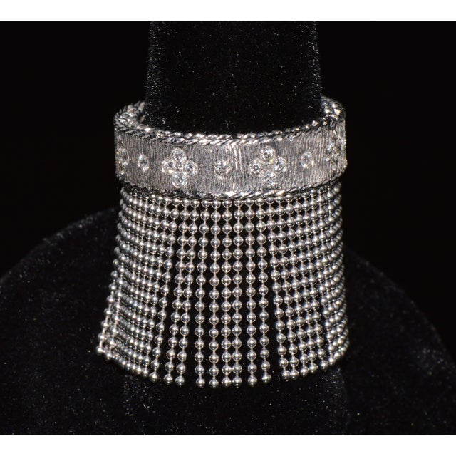 Italian Late 20th Century Authentic Roberto Coin Princess Tassel Fringe Diamond Ring 18k White Gold, Size 7 For Sale - Image 3 of 13