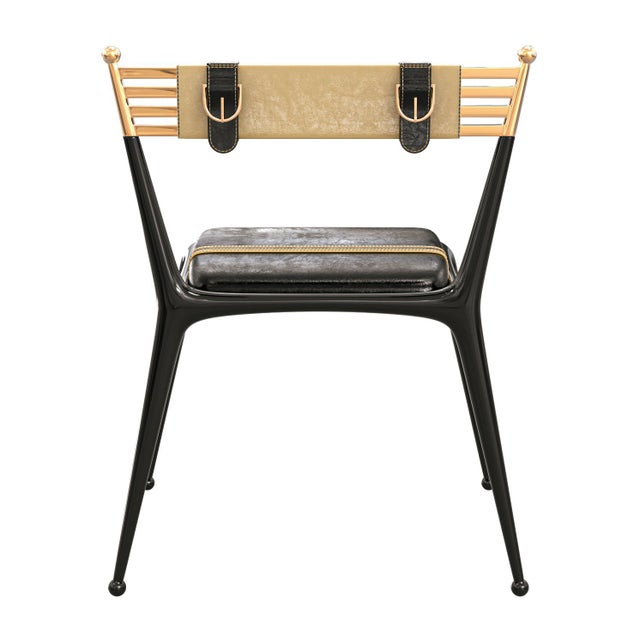 Not Yet Made - Made To Order "Magistrale" Chair, With Stainless Steel, Bronze, Tailor Made Leather For Sale - Image 5 of 9