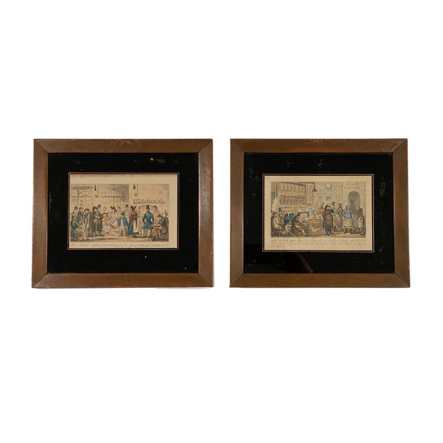 Early 19th Century Cruikshank Figurative Colored Etchings, Framed - a Pair For Sale - Image 10 of 10