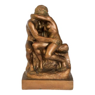 Vintage Embracing Lovers Sculpture For Sale