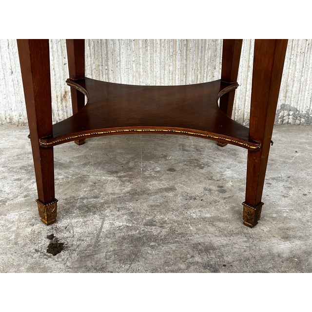 Brown 20th Century French Louis XVI Style Bronze, Round Marble & Oak Side Table For Sale - Image 8 of 18