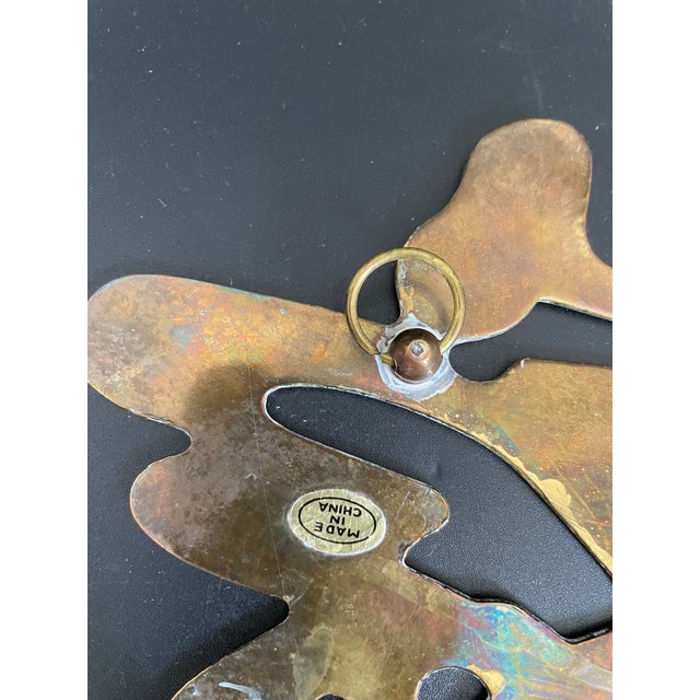 Brass Vintage Brass Wall Hanging Trivet of Chinese Good Fortune Symbol For Sale - Image 8 of 9