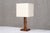 French Art Deco Geometric Oak Table Lamp with Linen Shade, Late 1930s For Sale - Image 11 of 13