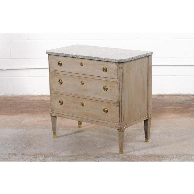 Mid 20th Century Swedish Gustavian Style Chest W/ Gray Marble Top For Sale - Image 12 of 13