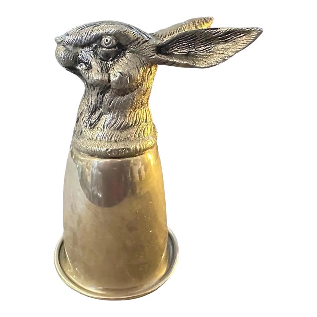 An HallMarked Gucci 1980s Silver Plated Barware Rabbit Head Stirrup Cup For Sale