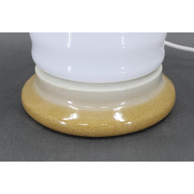 Mid-Century Czechoslovak Ceramic Table Lamp with Opaline Glass, 1960s For Sale - Image 3 of 11