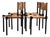 Brutalist Beech and Leather Chairs, 1970s, Set of 4 For Sale
