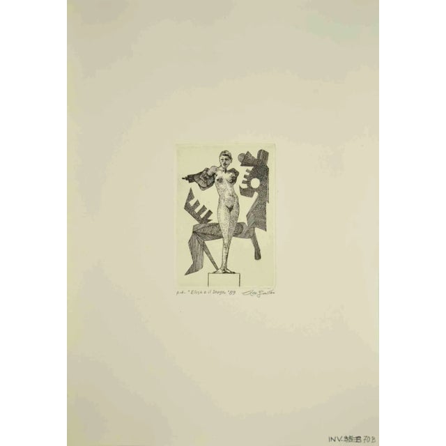 Elisa and the Dragon is an original etching realized by Leo Guida in 1989. Good condition. Mounted on a white cardboard...