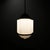 Circa 1930. We offer this Art Deco, pendant light features a ridged milk glass cylinder shade with cut glass. Excellent...