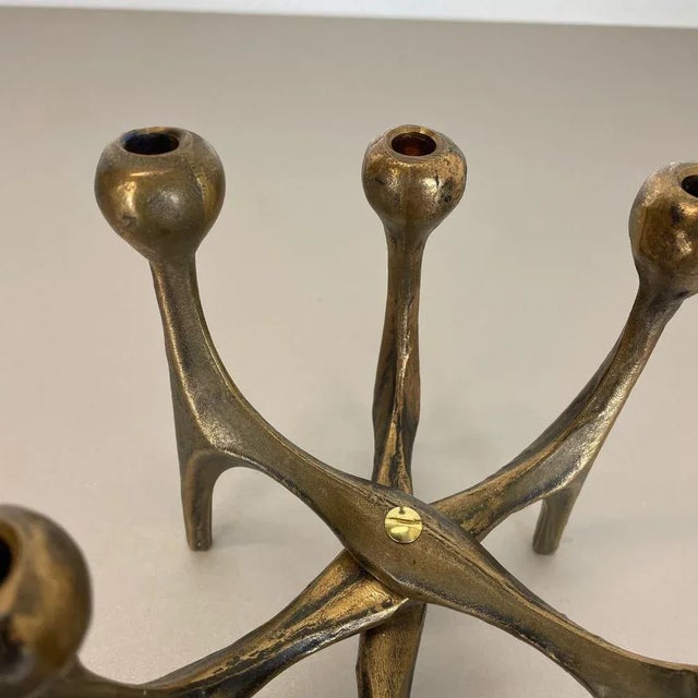 Metal Mid-Century German Brutalist Candleholder in Bronze from Michael Harjes, 1960s For Sale - Image 7 of 18