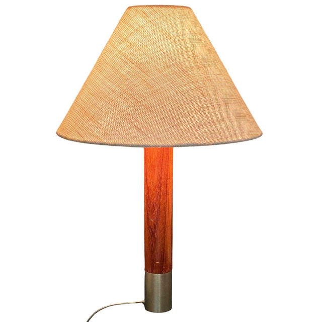 Wood Nickel Básica M2 Table Dimmer Lamp by Santiago Roqueta for Santa & Cole W/ Shade For Sale - Image 7 of 11