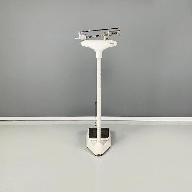 Italian White Metal Vertical Medical Scale from Salus, 1960s For Sale - Image 4 of 17