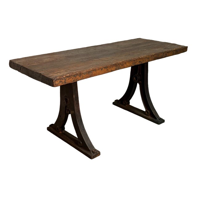 Industrial Rustic Chestnut Table, 1900s For Sale