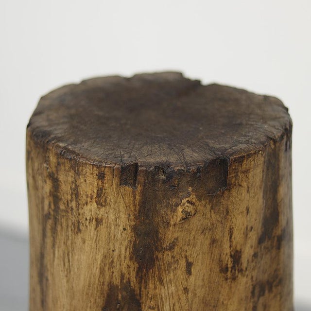 Wood Primitive Wabi Sabi Rustic Farmhouse Chopping Block / Side Table For Sale - Image 7 of 12