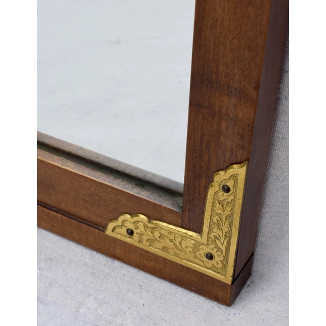 Drexel 1950's Walnut Chinoiserie Campaign Style Mirror by Drexel For Sale - Image 4 of 8